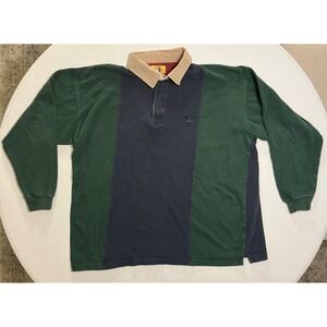 Colorblock Y2K Heavy Mens Rugby Shirt Long Sleeve Red Gray Collared Size XL